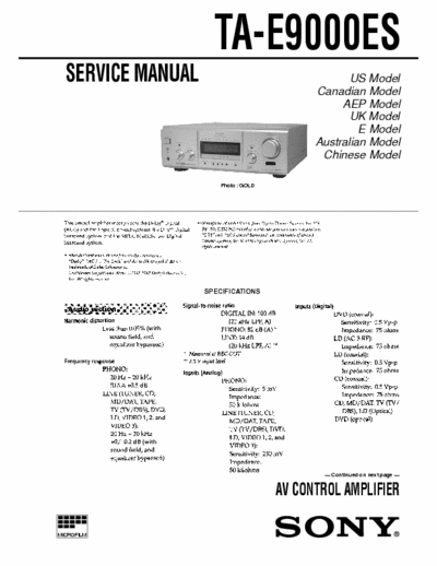 Sony TA-E9000ES Service manual